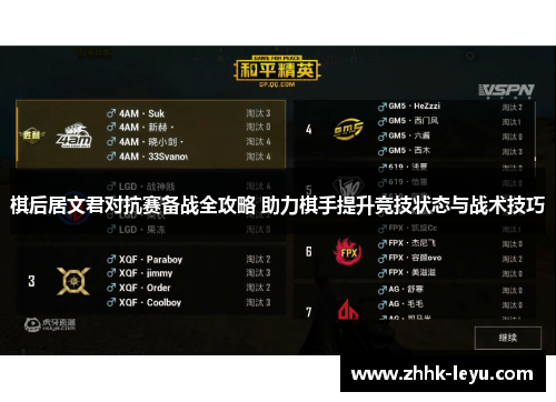 棋后居文君对抗赛备战全攻略 助力棋手提升竞技状态与战术技巧